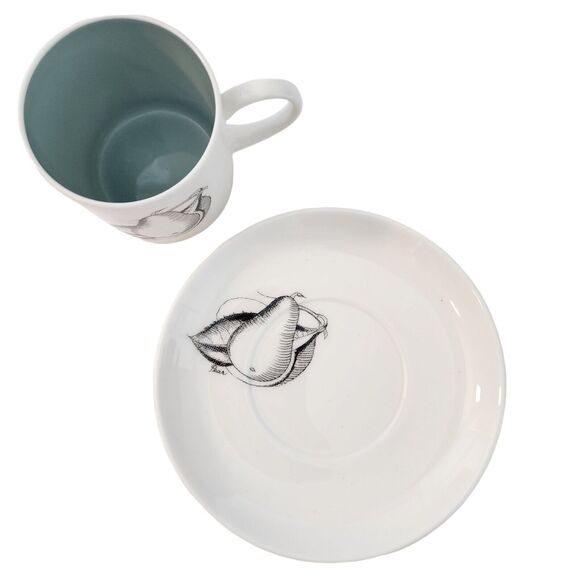 Wedgwood Susie Cooper Black Fruit Demitasse Coffee Cup & Saucer Pear Bone China - Picture 3 of 9